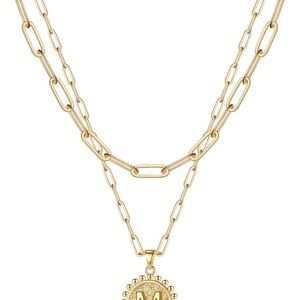 Personalized Gold Initial Necklace with Heart Pendant - Adjustable Layered Style